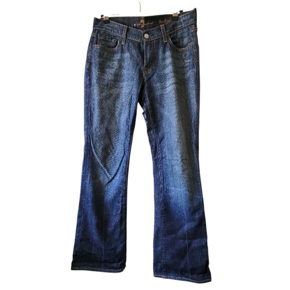 7 For All Mankind Size 27 Boot Cut Lightly Distressed Blue Jeans - Picture 1 of 7